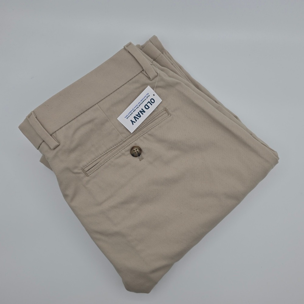 Old Navy Chino Pants Mens 33x32 Tan Stretch Cotton Blend Trousers Business NEW